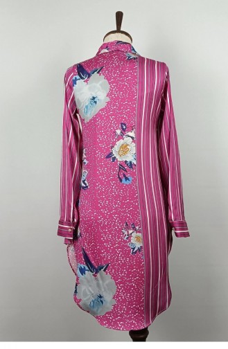 Patterned Stone Embroidered Tunic Fuchsia T1615 793