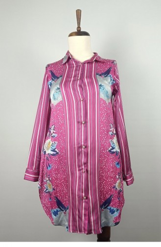 Patterned Stone Embroidered Tunic Fuchsia T1615 793