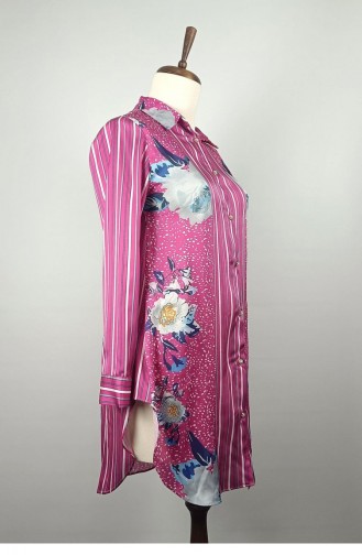 Patterned Stone Embroidered Tunic Fuchsia T1615 793