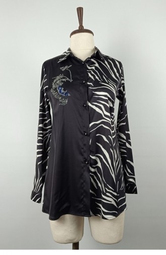 Chemise Grande Taille Détaillée En Pierre Noire T1660 805