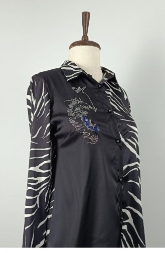 Chemise Grande Taille Détaillée En Pierre Noire T1660 805