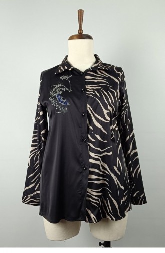 Chemise Grande Taille Détaillée En Pierre Noire T1660 805