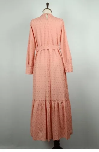 Kleid Mit Besticktem Gürtel Rosa 7723 854