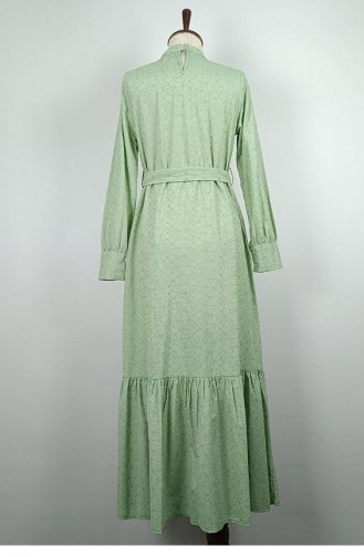 فستان مطرز بحزام أخضر 7723 856