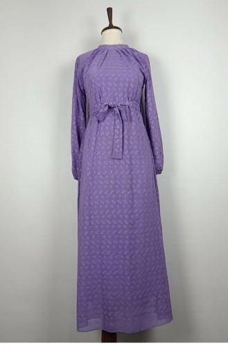 Patterned Chiffon Dress Lilac 7725 921