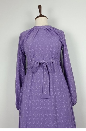 Patterned Chiffon Dress Lilac 7725 921