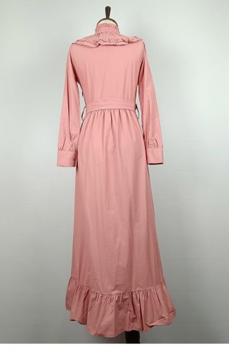 Robe Détaillée à Volants Rose Séchée 7736 928