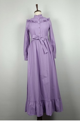 Ruffle Detailed Dress Lilac 7736 929