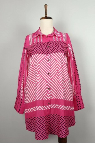 Large Size Patterned Shirt Pink T1697 945
