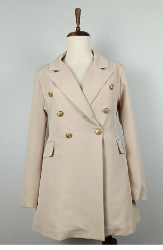 Long Large Size Blazer Jacket Beige C1003 967