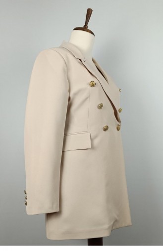 Long Large Size Blazer Jacket Beige C1003 967