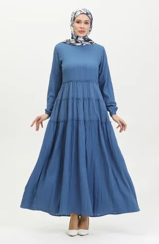 فستان سادة للمحجبات 0395-02 انديجو 0395-02