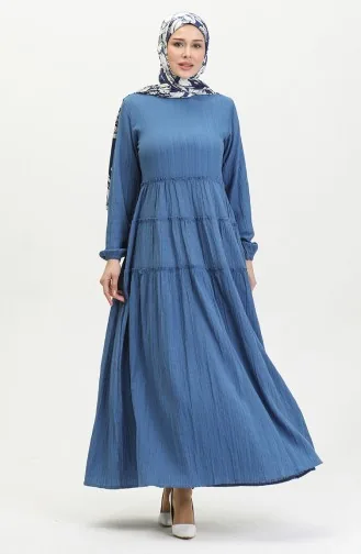 فستان سادة للمحجبات 0395-02 انديجو 0395-02