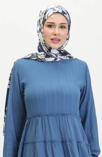 فستان سادة للمحجبات 0395-02 انديجو 0395-02