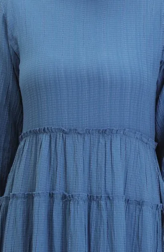 فستان سادة للمحجبات 0395-02 انديجو 0395-02