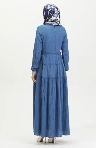 فستان سادة للمحجبات 0395-02 انديجو 0395-02