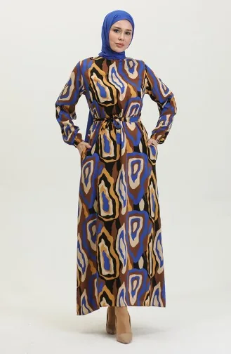 Farbgemustertes Viskosekleid 0390-03 Brown Saks 0390-03