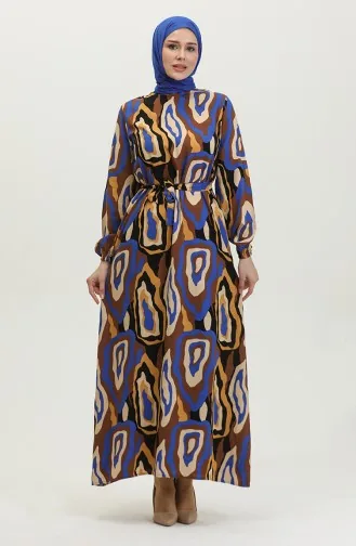 Farbgemustertes Viskosekleid 0390-03 Brown Saks 0390-03