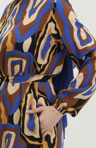 Farbgemustertes Viskosekleid 0390-03 Brown Saks 0390-03