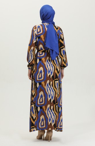 Farbgemustertes Viskosekleid 0390-03 Brown Saks 0390-03