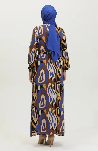 Farbgemustertes Viskosekleid 0390-03 Brown Saks 0390-03