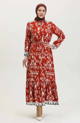 Viscose Color Garnished Dress 0385-02 Brick 0385-02