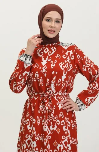 Viscose Color Garnished Dress 0385-02 Brick 0385-02