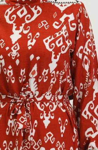 Viscose Color Garnished Dress 0385-02 Brick 0385-02