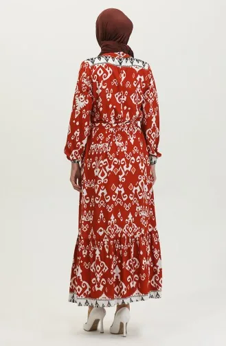 Viscose Color Garnished Dress 0385-02 Brick 0385-02