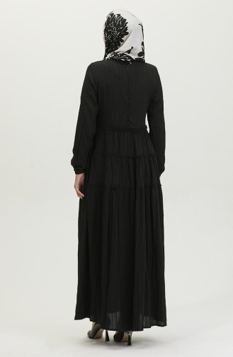 Büzgülü Elbise 0395-01 Siyah
