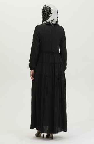 فستان سادة للمحجبات 0395-01 أسود 0395-01