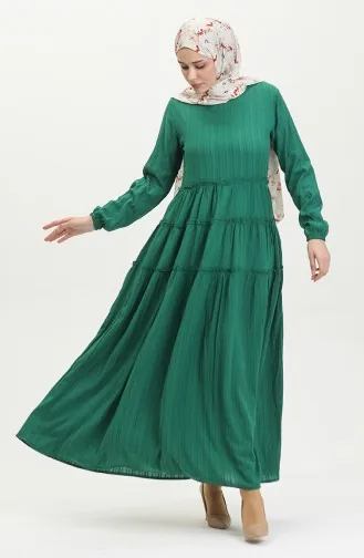 فستان سادة للمحجبات 0395-03 أخضر زمردي 0395-03