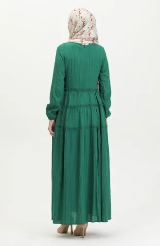 فستان سادة للمحجبات 0395-03 أخضر زمردي 0395-03
