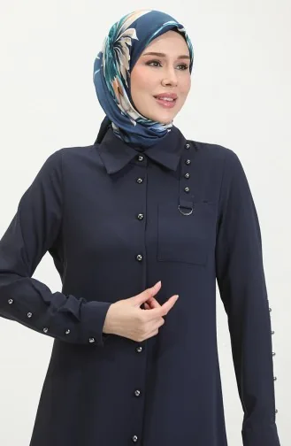Düğmeli Tunik 1015-03 Lacivert