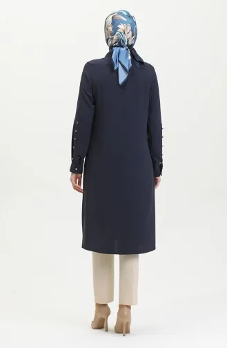 Düğmeli Tunik 1015-03 Lacivert