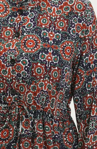 Robe Viscose A Motifs Mixtes 0394-03 Pourpre Brique 0394-03