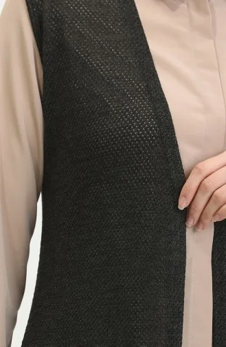 Effen Soepel Licht Zilverachtig Lang Vest 8720-01 Zwart 8720-01