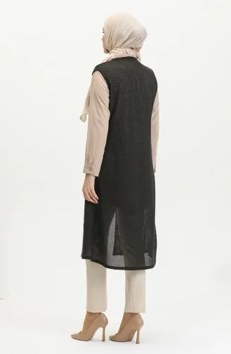 Effen Soepel Licht Zilverachtig Lang Vest 8720-01 Zwart 8720-01