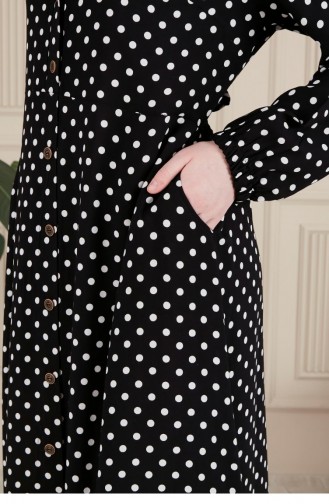 Women`s Large Size Crispy Pattern Summer Hijab Dress 8751 2 Black 8751-2.siyah