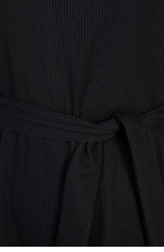 Robe Grande Taille à Col Magnifique Pour Femme En Tricot Hijab 8902 Noir 8902.siyah