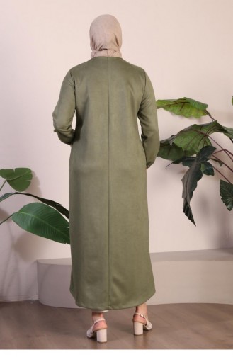 Manteau En Daim Hijab De Grande Taille Pour Femme Manteau Long En Daim Hijab Avec Emblème Et Capuche 8905 Kaki 8905.Haki