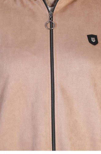 Manteau En Daim Hijab De Grande Taille Pour Femmes Manteau Long En Daim Hijab Avec Broderie Et Capuche 8905 Vison 8905.vizon