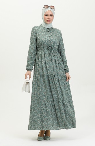 Petite Robe Fleurie Viscose 0391-04 Vert 0391-04