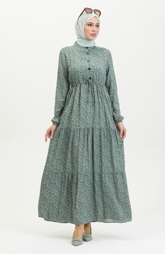 Petite Robe Fleurie Viscose 0391-04 Vert 0391-04
