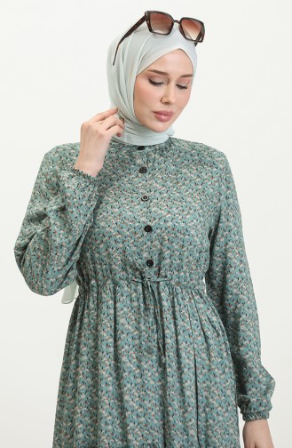 Viscose Floral Dress 0391-04 Green 0391-04