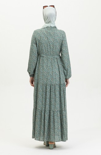 Petite Robe Fleurie Viscose 0391-04 Vert 0391-04