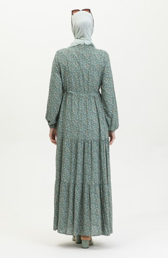 Viscose Floral Dress 0391-04 Green 0391-04