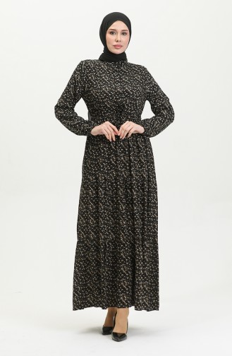 Petite Robe Fleurie Viscose 0391-05 Noir 0391-05