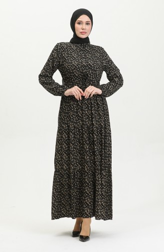 Viscose Floral Dress 0391-05 Black 0391-05