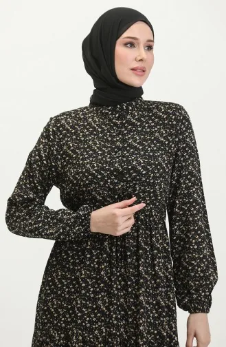 Petite Robe Fleurie Viscose 0391-05 Noir 0391-05